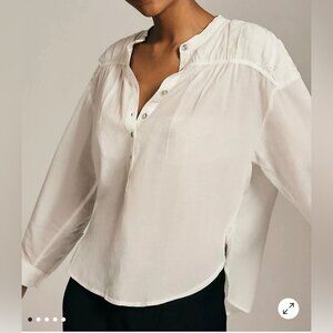 🪞 Pilcro Henley Pullover Blouse | Casual Chic Button-Front Top 🪞